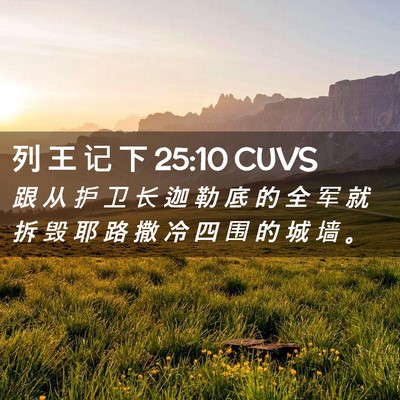 Picture 02 - 列 王 记 下 25:10 CUVS - 跟 从 护 卫 长 迦 勒 底 的 全 军 就 - Bible Verse Picture