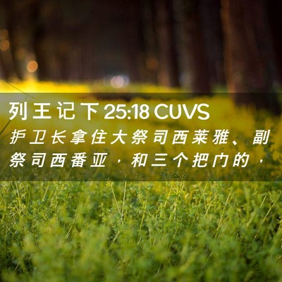Picture 02 - 列 王 记 下 25:18 CUVS - 护 卫 长 拿 住 大 祭 司 西 莱 雅 、 - Bible Verse Picture