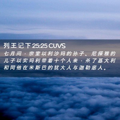 Picture 02 - 列 王 记 下 25:25 CUVS - 七 月 间 ， 宗 室 以 利 沙 玛 的 孙 - Bible Verse Picture