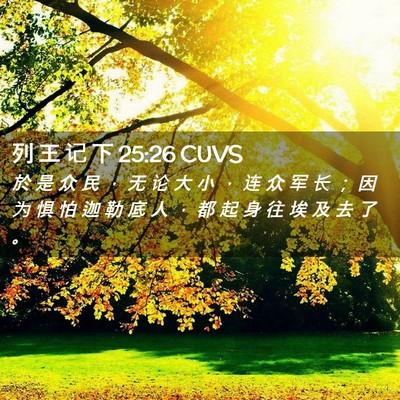Picture 02 - 列 王 记 下 25:26 CUVS - 於 是 众 民 ， 无 论 大 小 ， 连 众 - Bible Verse Picture
