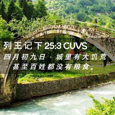 Picture 02 - 列 王 记 下 25:3 CUVS - 四 月 初 九 日 ， 城 里 有 大 饥 荒 - Bible Verse Picture