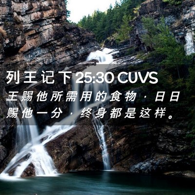 Picture 02 - 列 王 记 下 25:30 CUVS - 王 赐 他 所 需 用 的 食 物 ， 日 日 - Bible Verse Picture
