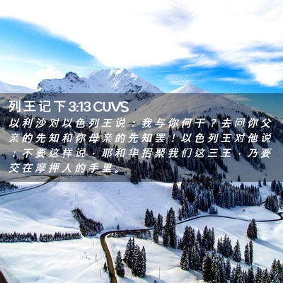 Picture 02 - 列 王 记 下 3:13 CUVS - 以 利 沙 对 以 色 列 王 说 ： 我 与 - Bible Verse Picture