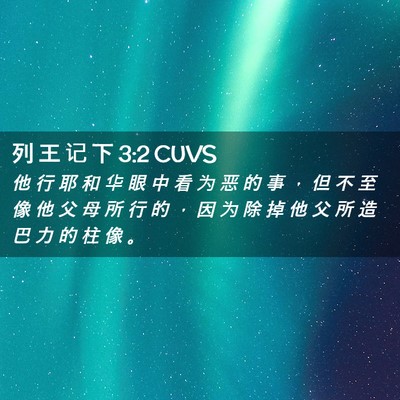 Picture 02 - 列 王 记 下 3:2 CUVS - 他 行 耶 和 华 眼 中 看 为 恶 的 事 - Bible Verse Picture