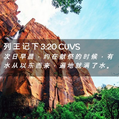 Picture 02 - 列 王 记 下 3:20 CUVS - 次 日 早 晨 ， 约 在 献 祭 的 时 候 - Bible Verse Picture