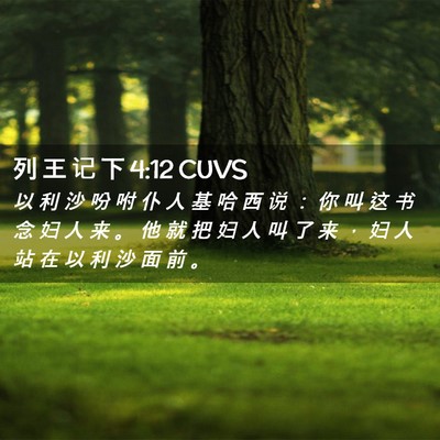 Picture 02 - 列 王 记 下 4:12 CUVS - 以 利 沙 吩 咐 仆 人 基 哈 西 说 ： - Bible Verse Picture