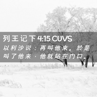 Picture 02 - 列 王 记 下 4:15 CUVS - 以 利 沙 说 ： 再 叫 他 来 。 於 是 - Bible Verse Picture