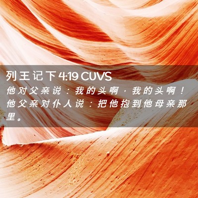 Picture 02 - 列 王 记 下 4:19 CUVS - 他 对 父 亲 说 ： 我 的 头 啊 ， 我 - Bible Verse Picture