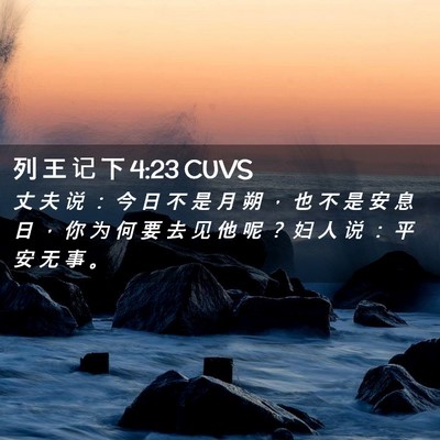 Picture 02 - 列 王 记 下 4:23 CUVS - 丈 夫 说 ： 今 日 不 是 月 朔 ， 也 - Bible Verse Picture