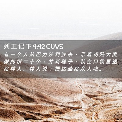 Picture 02 - 列 王 记 下 4:42 CUVS - 有 一 个 人 从 巴 力 沙 利 沙 来 ， - Bible Verse Picture