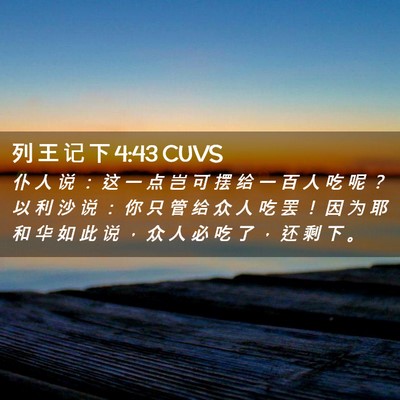 Picture 02 - 列 王 记 下 4:43 CUVS - 仆 人 说 ： 这 一 点 岂 可 摆 给 一 - Bible Verse Picture