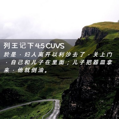 Picture 02 - 列 王 记 下 4:5 CUVS - 於 是 ， 妇 人 离 开 以 利 沙 去 了 - Bible Verse Picture