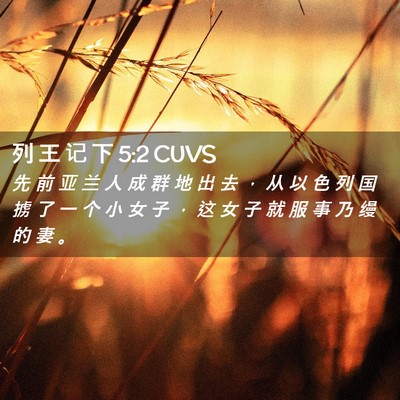 Picture 02 - 列 王 记 下 5:2 CUVS - 先 前 亚 兰 人 成 群 地 出 去 ， 从 - Bible Verse Picture
