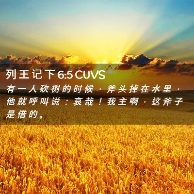 Picture 02 - 列 王 记 下 6:5 CUVS - 有 一 人 砍 树 的 时 候 ， 斧 头 掉 - Bible Verse Picture