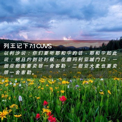 Picture 02 - 列 王 记 下 7:1 CUVS - 以 利 沙 说 ： 你 们 要 听 耶 和 华 - Bible Verse Picture