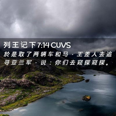 Picture 02 - 列 王 记 下 7:14 CUVS - 於 是 取 了 两 辆 车 和 马 ， 王 差 - Bible Verse Picture
