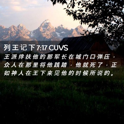 Picture 02 - 列 王 记 下 7:17 CUVS - 王 派 搀 扶 他 的 那 军 长 在 城 门 - Bible Verse Picture