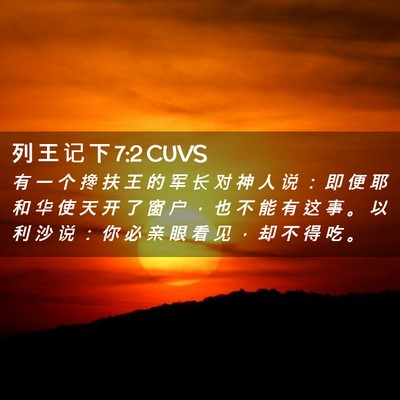Picture 02 - 列 王 记 下 7:2 CUVS - 有 一 个 搀 扶 王 的 军 长 对 神 人 - Bible Verse Picture
