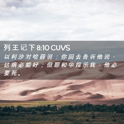 Picture 02 - 列 王 记 下 8:10 CUVS - 以 利 沙 对 哈 薛 说 ： 你 回 去 告 - Bible Verse Picture
