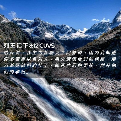 Picture 02 - 列 王 记 下 8:12 CUVS - 哈 薛 说 ： 我 主 为 甚 麽 哭 ？ 回 - Bible Verse Picture
