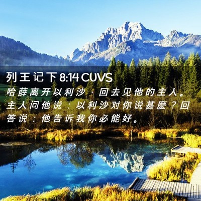Picture 02 - 列 王 记 下 8:14 CUVS - 哈 薛 离 开 以 利 沙 ， 回 去 见 他 - Bible Verse Picture
