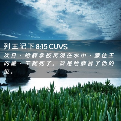 Picture 02 - 列 王 记 下 8:15 CUVS - 次 日 ， 哈 薛 拿 被 窝 浸 在 水 中 - Bible Verse Picture