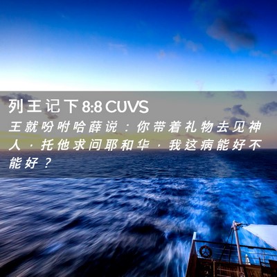 Picture 02 - 列 王 记 下 8:8 CUVS - 王 就 吩 咐 哈 薛 说 ： 你 带 着 礼 - Bible Verse Picture