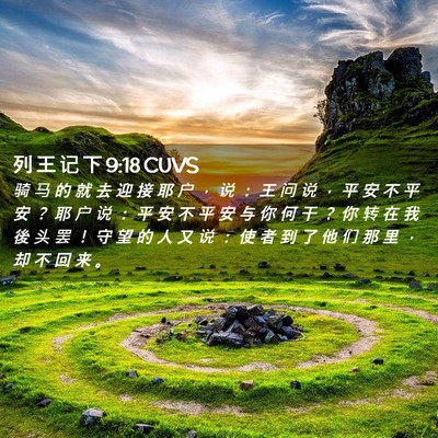 Picture 02 - 列 王 记 下 9:18 CUVS - 骑 马 的 就 去 迎 接 耶 户 ， 说 ： - Bible Verse Picture