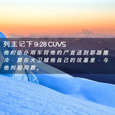 Picture 02 - 列 王 记 下 9:28 CUVS - 他 的 臣 仆 用 车 将 他 的 尸 首 送 - Bible Verse Picture