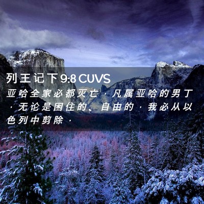 Picture 02 - 列 王 记 下 9:8 CUVS - 亚 哈 全 家 必 都 灭 亡 ， 凡 属 亚 - Bible Verse Picture