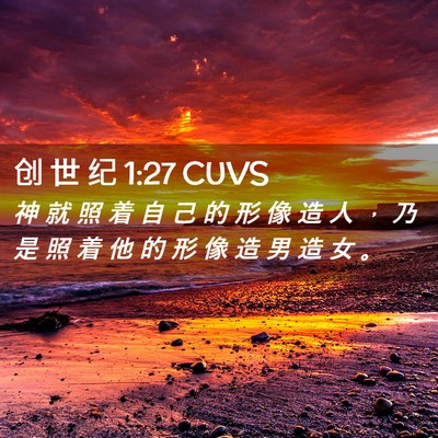 Picture 02 - 创 世 纪 1:27 CUVS - 神 就 照 着 自 己 的 形 像 造 人 ， - Bible Verse Picture