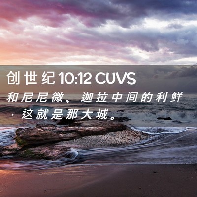 Picture 02 - 创 世 纪 10:12 CUVS - 和 尼 尼 微 、 迦 拉 中 间 的 利 鲜 - Bible Verse Picture