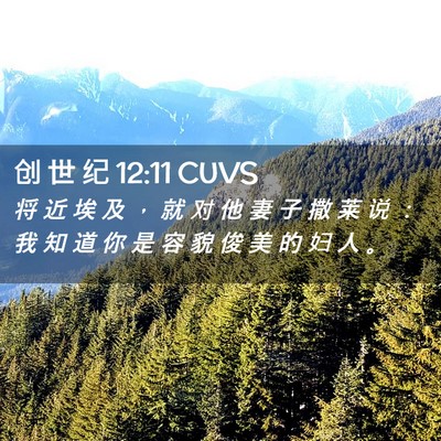 Picture 02 - 创 世 纪 12:11 CUVS - 将 近 埃 及 ， 就 对 他 妻 子 撒 莱 - Bible Verse Picture