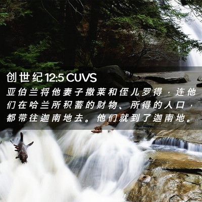 Picture 02 - 创 世 纪 12:5 CUVS - 亚 伯 兰 将 他 妻 子 撒 莱 和 侄 儿 - Bible Verse Picture