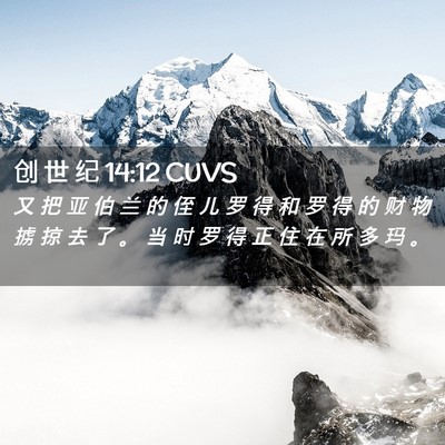Picture 02 - 创 世 纪 14:12 CUVS - 又 把 亚 伯 兰 的 侄 儿 罗 得 和 罗 - Bible Verse Picture