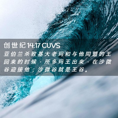 Picture 02 - 创 世 纪 14:17 CUVS - 亚 伯 兰 杀 败 基 大 老 玛 和 与 他 - Bible Verse Picture