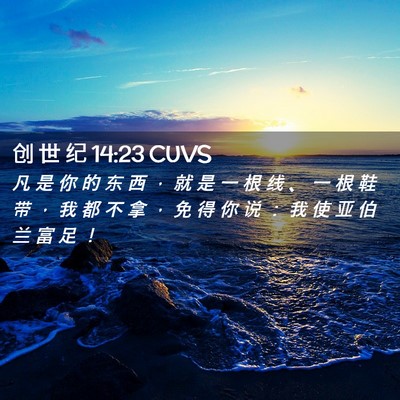 Picture 02 - 创 世 纪 14:23 CUVS - 凡 是 你 的 东 西 ， 就 是 一 根 线 - Bible Verse Picture