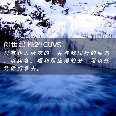 Picture 02 - 创 世 纪 14:24 CUVS - 只 有 仆 人 所 吃 的 ， 并 与 我 同 - Bible Verse Picture