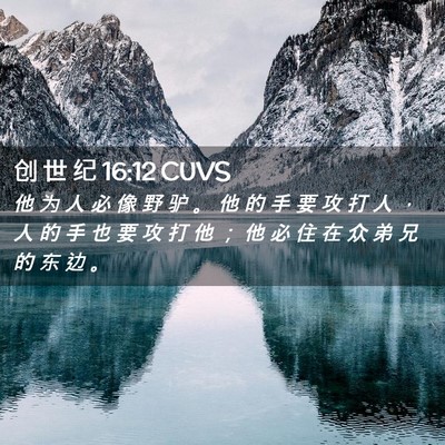 Picture 02 - 创 世 纪 16:12 CUVS - 他 为 人 必 像 野 驴 。 他 的 手 要 - Bible Verse Picture