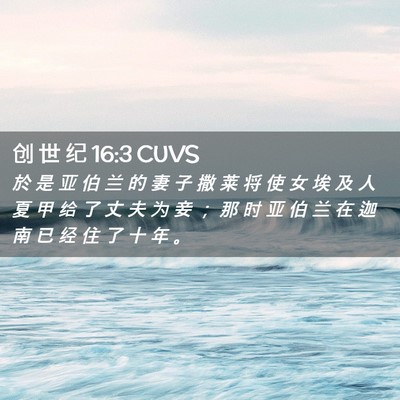 Picture 02 - 创 世 纪 16:3 CUVS - 於 是 亚 伯 兰 的 妻 子 撒 莱 将 使 - Bible Verse Picture