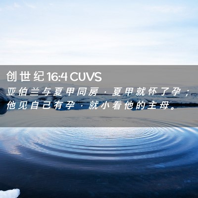 Picture 02 - 创 世 纪 16:4 CUVS - 亚 伯 兰 与 夏 甲 同 房 ， 夏 甲 就 - Bible Verse Picture