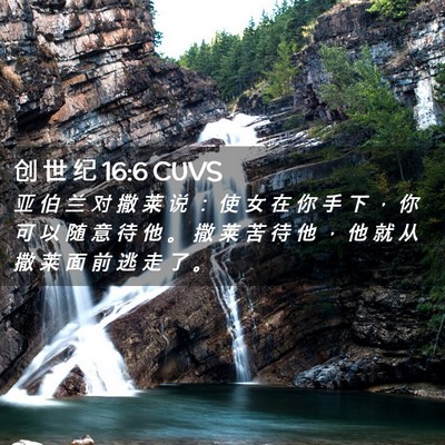 Picture 02 - 创 世 纪 16:6 CUVS - 亚 伯 兰 对 撒 莱 说 ： 使 女 在 你 - Bible Verse Picture