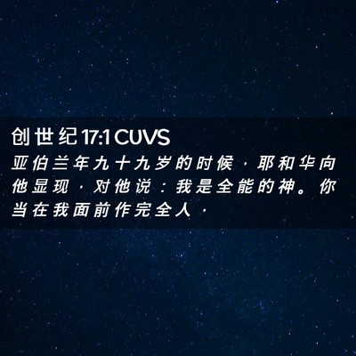 Picture 02 - 创 世 纪 17:1 CUVS - 亚 伯 兰 年 九 十 九 岁 的 时 候 ， - Bible Verse Picture