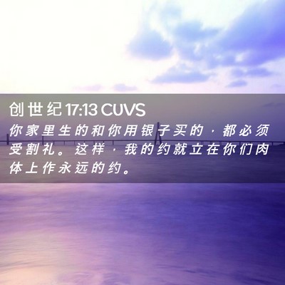 Picture 02 - 创 世 纪 17:13 CUVS - 你 家 里 生 的 和 你 用 银 子 买 的 - Bible Verse Picture