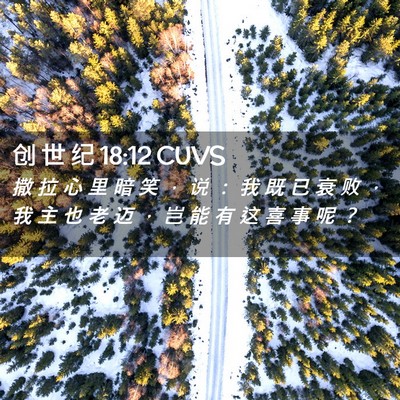 Picture 02 - 创 世 纪 18:12 CUVS - 撒 拉 心 里 暗 笑 ， 说 ： 我 既 已 - Bible Verse Picture