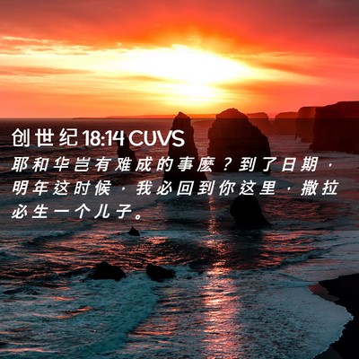 Picture 02 - 创 世 纪 18:14 CUVS - 耶 和 华 岂 有 难 成 的 事 麽 ？ 到 - Bible Verse Picture