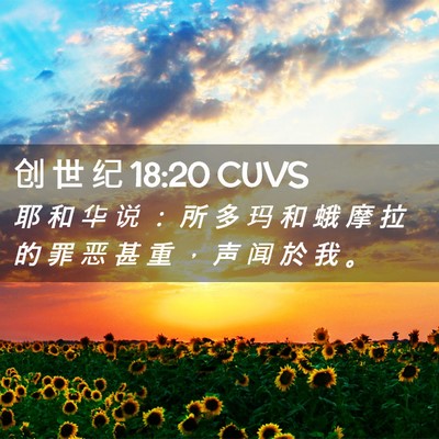 Picture 02 - 创 世 纪 18:20 CUVS - 耶 和 华 说 ： 所 多 玛 和 蛾 摩 拉 - Bible Verse Picture