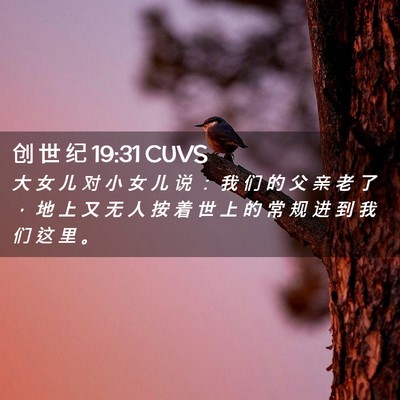 Picture 02 - 创 世 纪 19:31 CUVS - 大 女 儿 对 小 女 儿 说 ： 我 们 的 - Bible Verse Picture