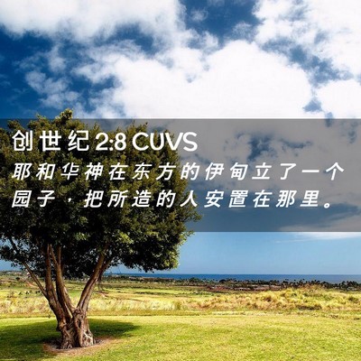 Picture 02 - 创 世 纪 2:8 CUVS - 耶 和 华 神 在 东 方 的 伊 甸 立 了 - Bible Verse Picture