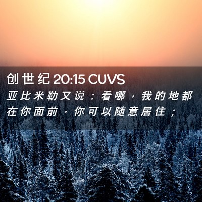 Picture 02 - 创 世 纪 20:15 CUVS - 亚 比 米 勒 又 说 ： 看 哪 ， 我 的 - Bible Verse Picture